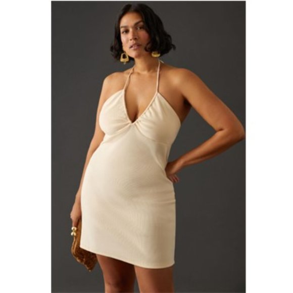 🥰NWT Anthropologie U-Neck Halter Ruched Dress (1X) - Picture 4 of 6